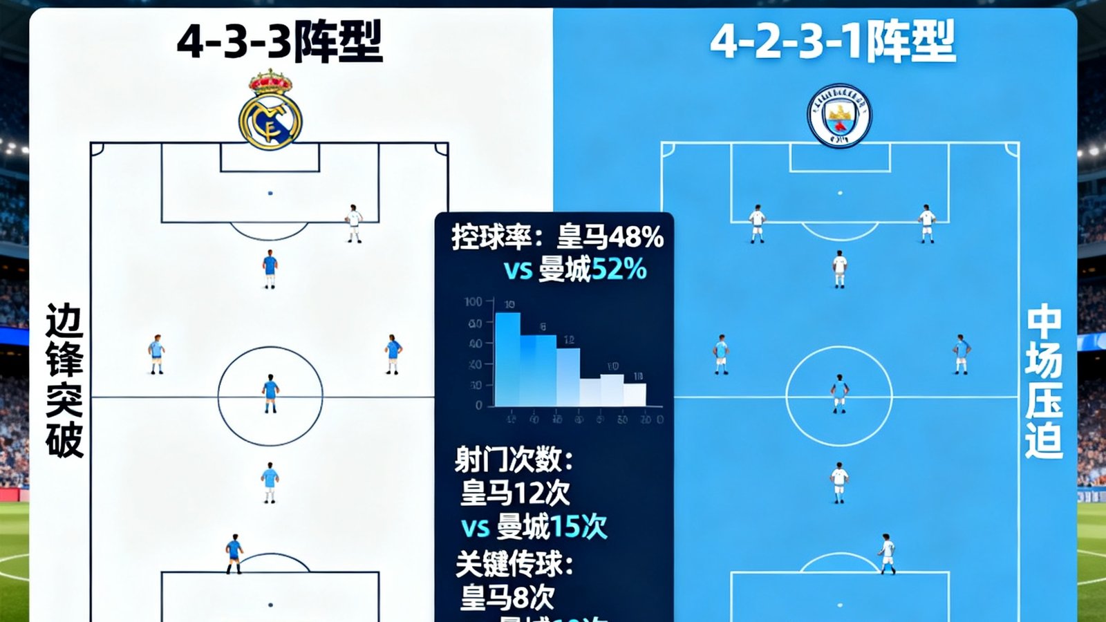 球吧网欧冠专题，皇马对阵曼城的赛前战术分析与数据对比图